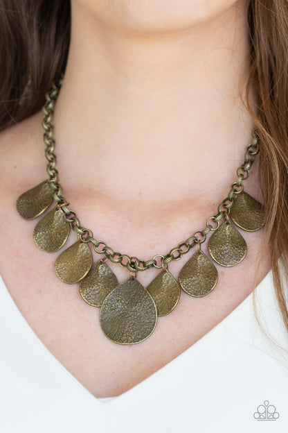 Paparazzi Accessories-Texture Storm Brass Necklace Set