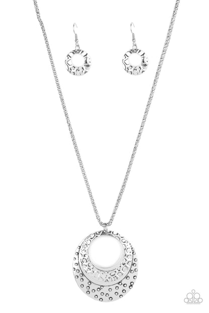 Paparazzi Accessories-Texture Trio Silver Hoop Necklace Set