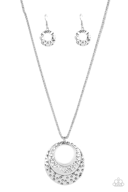 Paparazzi Accessories-Texture Trio Silver Hoop Necklace Set