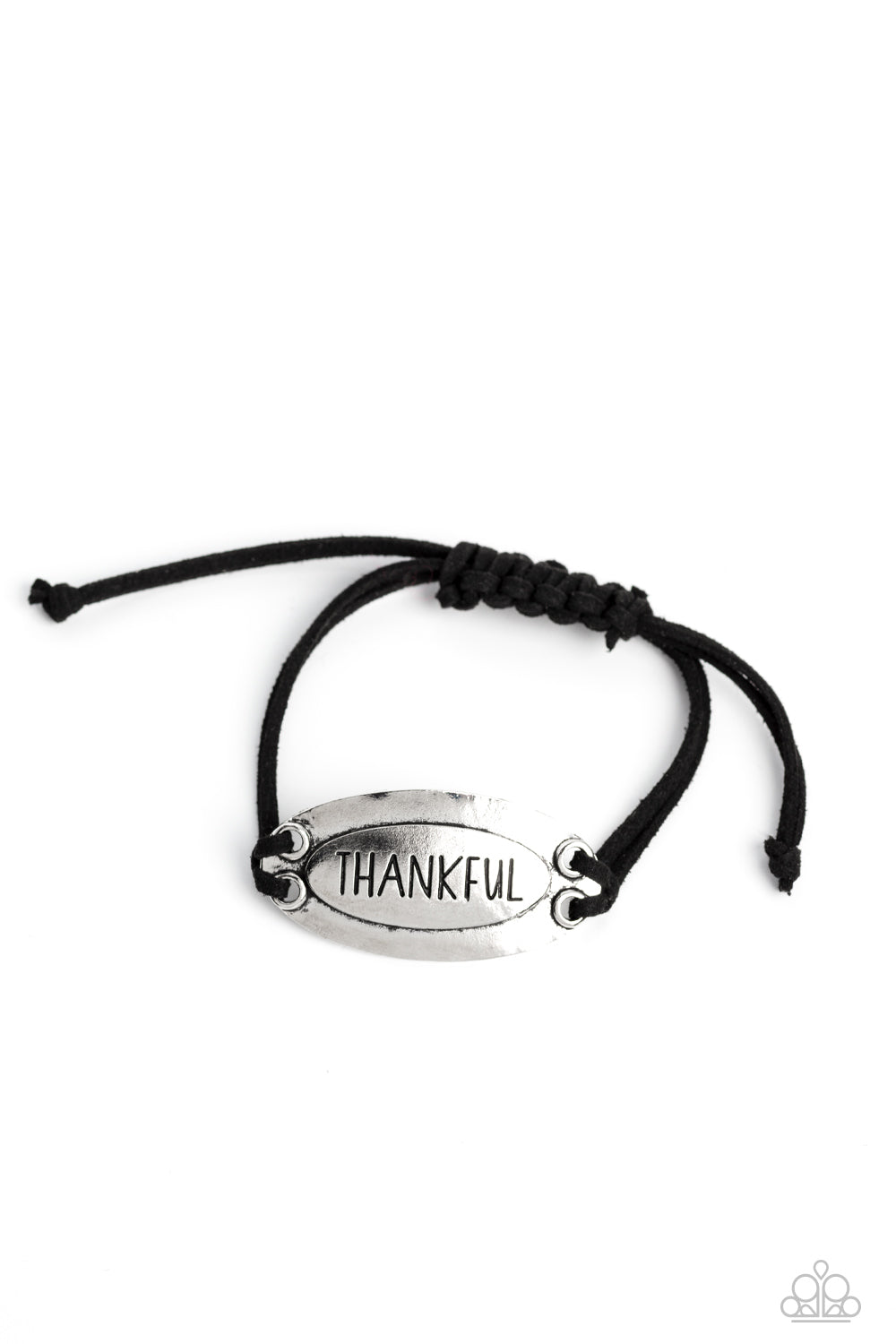 Paparazzi Accessories-Thankful Tidings Black Inspirational Oval Bracelet