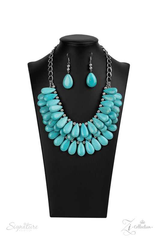 Paparazzi Accessories ZI Signature Collection-The Amy Turquoise Necklace Set