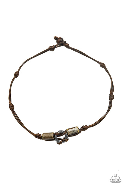 Paparazzi Accessories-The Broncobuster Men's Brown Glassy Neck Cord