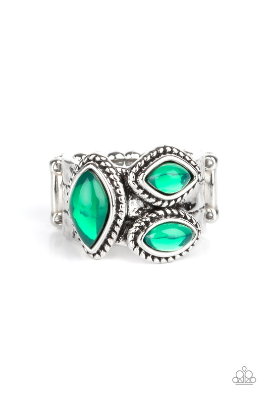 Paparazzi Accessories-The Charisma Collector Green Marquise Bead Ring