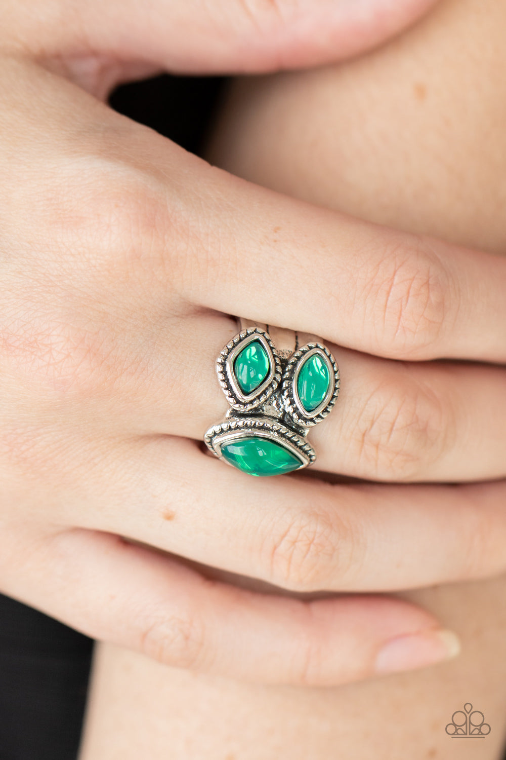 Paparazzi Accessories-The Charisma Collector Green Marquise Bead Ring