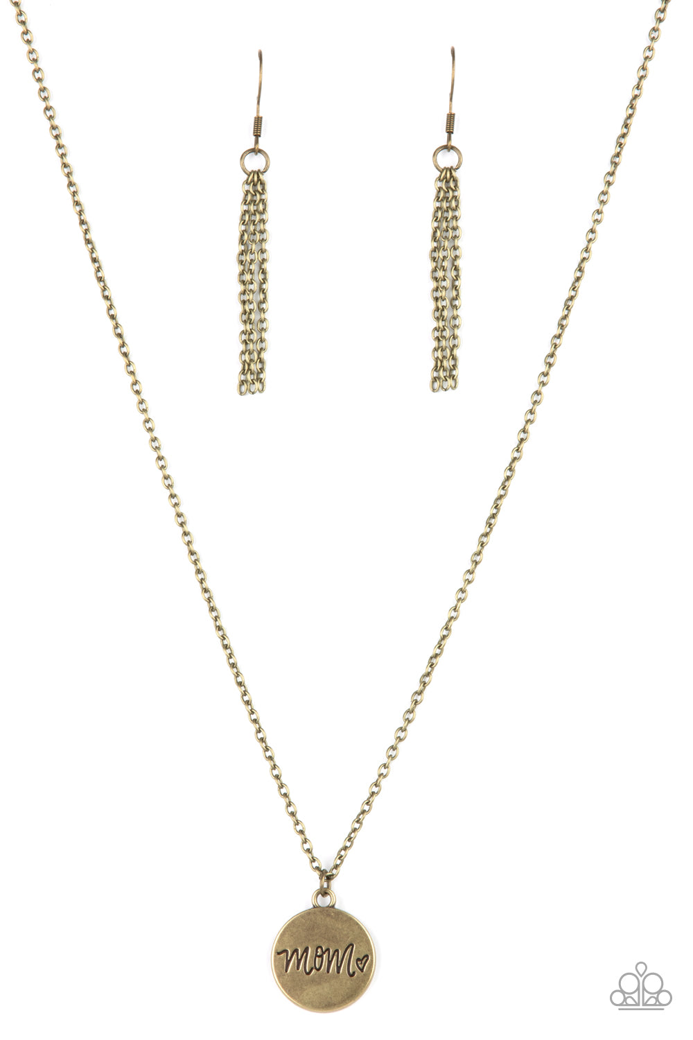 Paparazzi Accessories-The Cool Mom Brass Engraved Heart Necklace Set