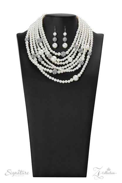 Paparazzi Accessories-The Courtney Tiers of White Pearls 2023 ZI Necklace Set