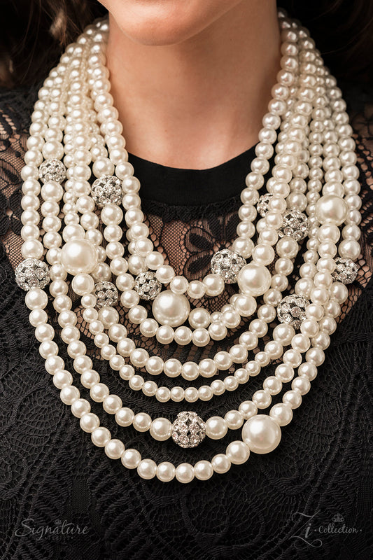 Paparazzi Accessories-The Courtney Tiers of White Pearls 2023 ZI Necklace Set