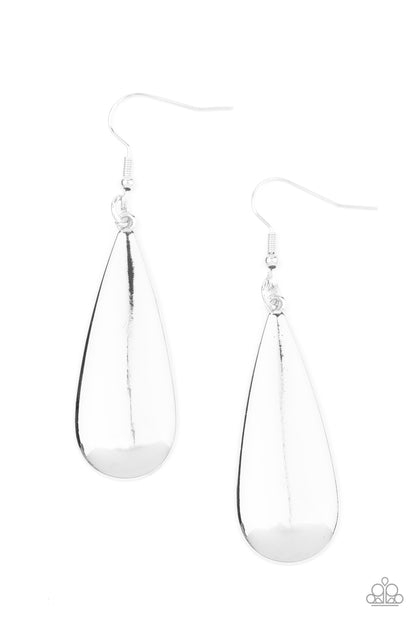 Paparazzi Accessories-The Drop Off Silver Teardrop Earrings