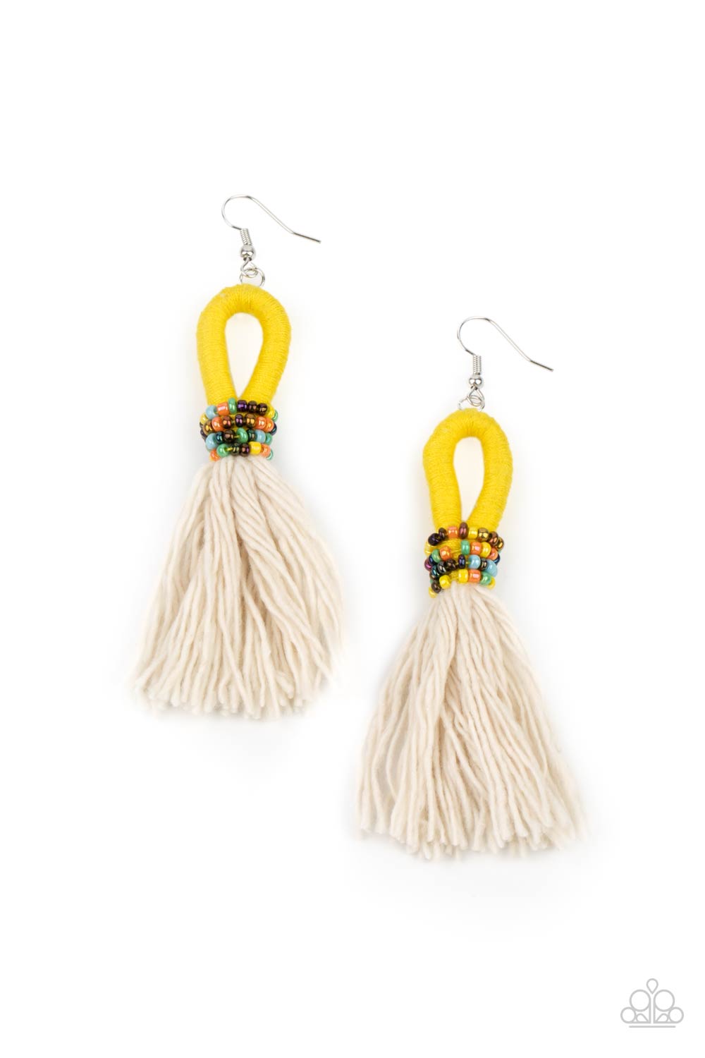 Paparazzi Accessories-The Dustup Vibrant Yellow Seed Bead Earrings