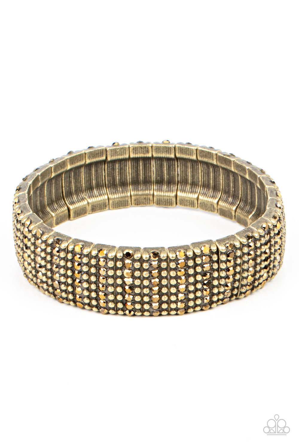 Paparazzi Accessories-The GRIT Factor Brass Aurum Rhinestone Bracelet