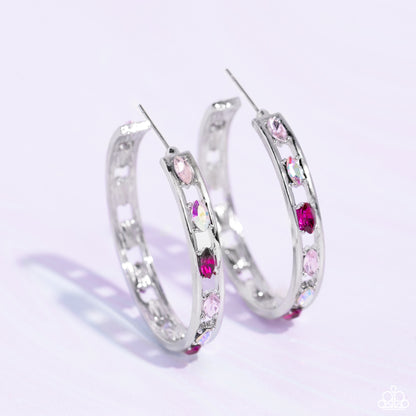 Paparazzi Accessories-The Gem Fairy Pink Dainty Gem LOTP Hoop Earrings