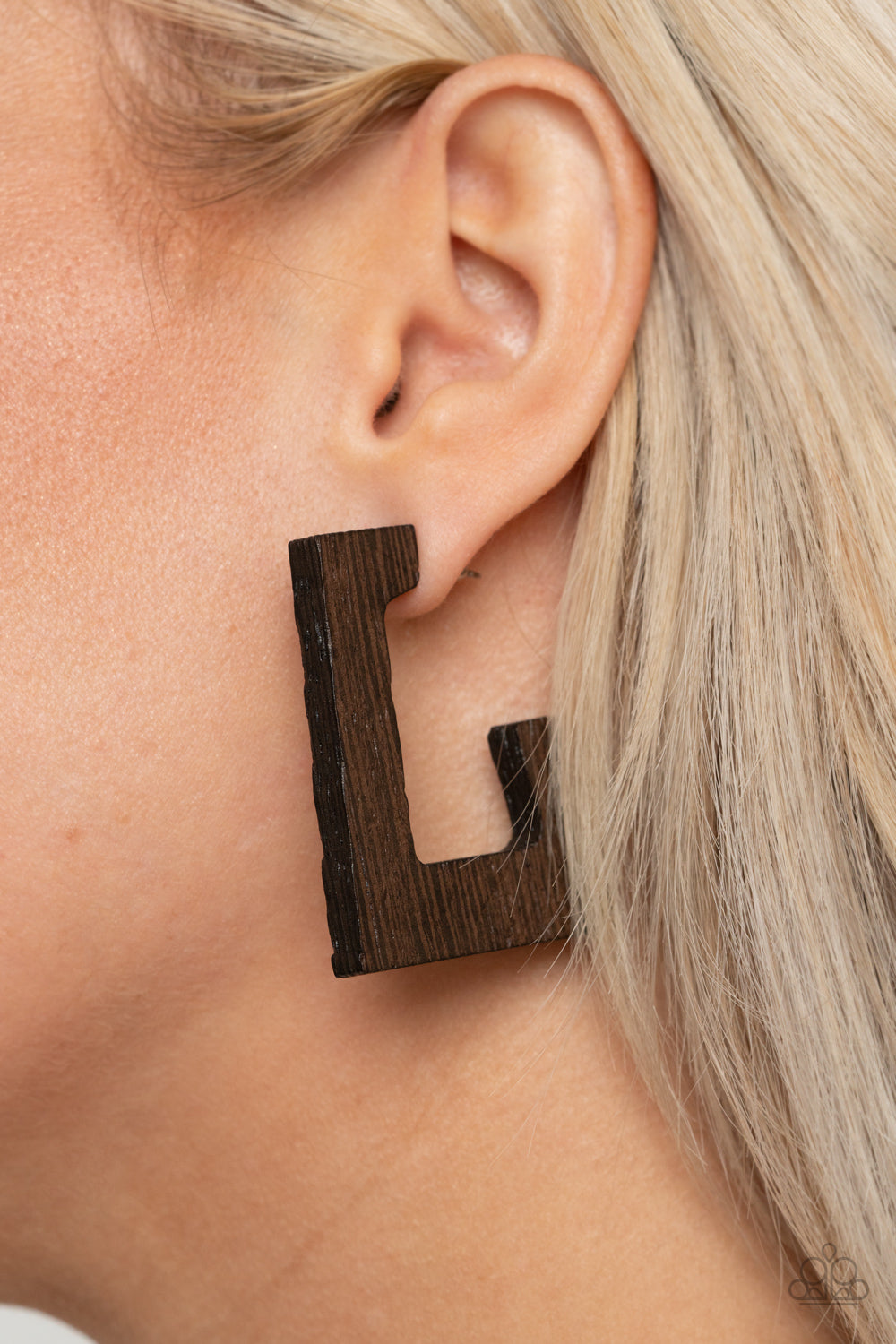 Paparazzi Accessories-The Girl Next OUTDOOR Brown Wooden Earrings