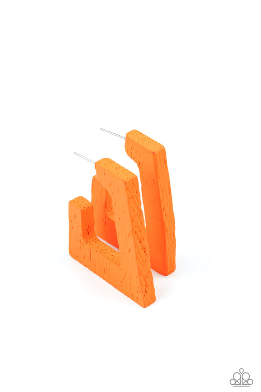 Paparazzi Accessories-The Girl Next OUTDOOR Orange Wood Earrings