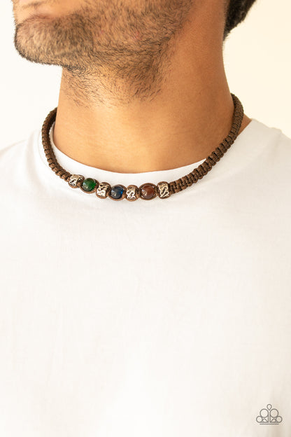 Paparazzi Accessories-The Great ALP-Brown Men's Neck Cord