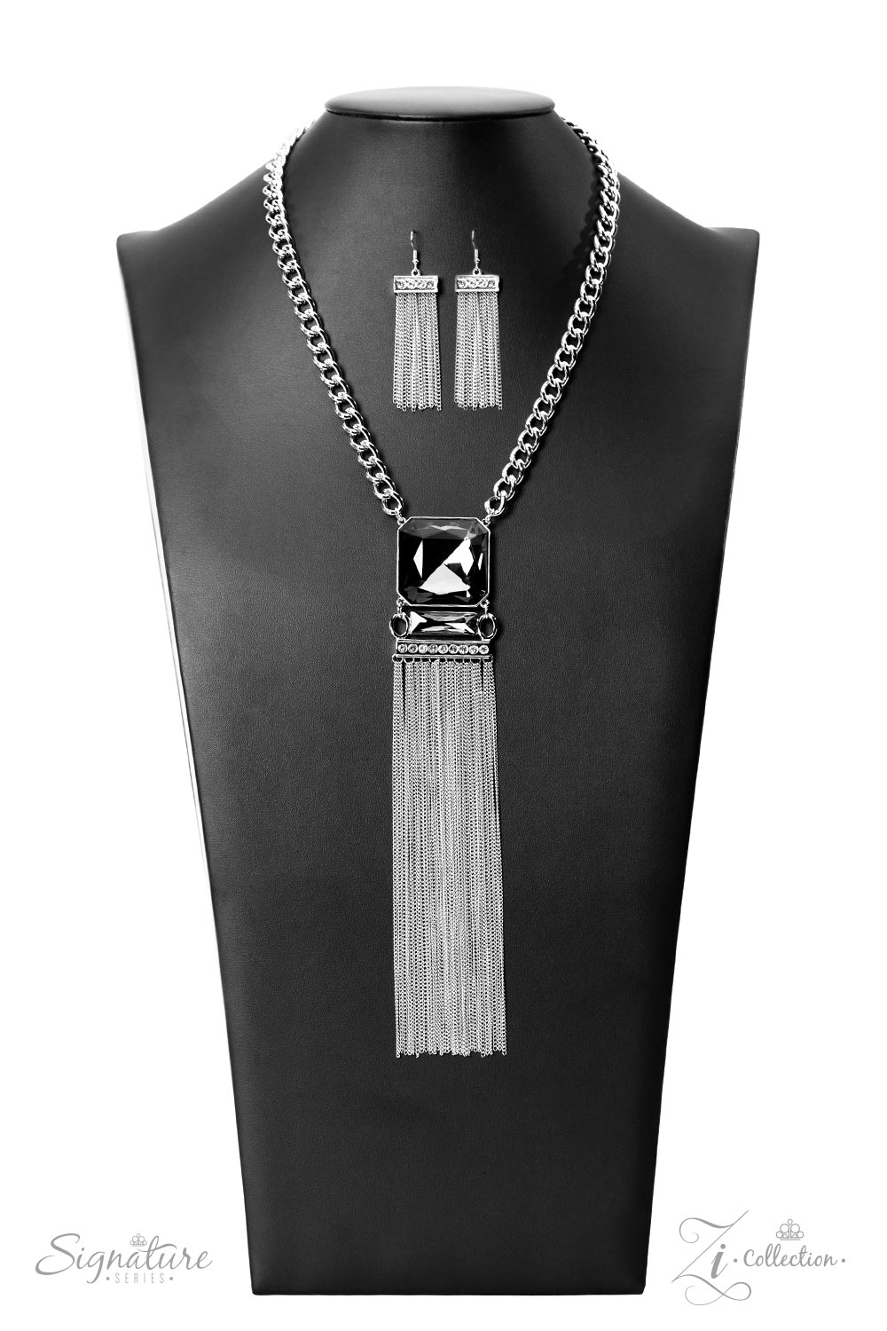 Paparazzi Accessories-The Hope Smoky Emerald Pendant 2023 ZI Necklace Set