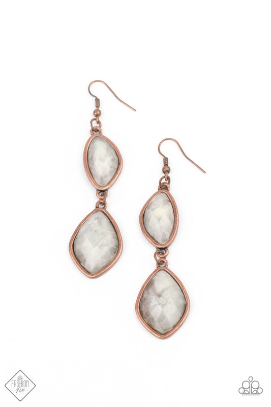 Paparazzi Accessories-The Oracle Has Spoken Copper Stone Earrings