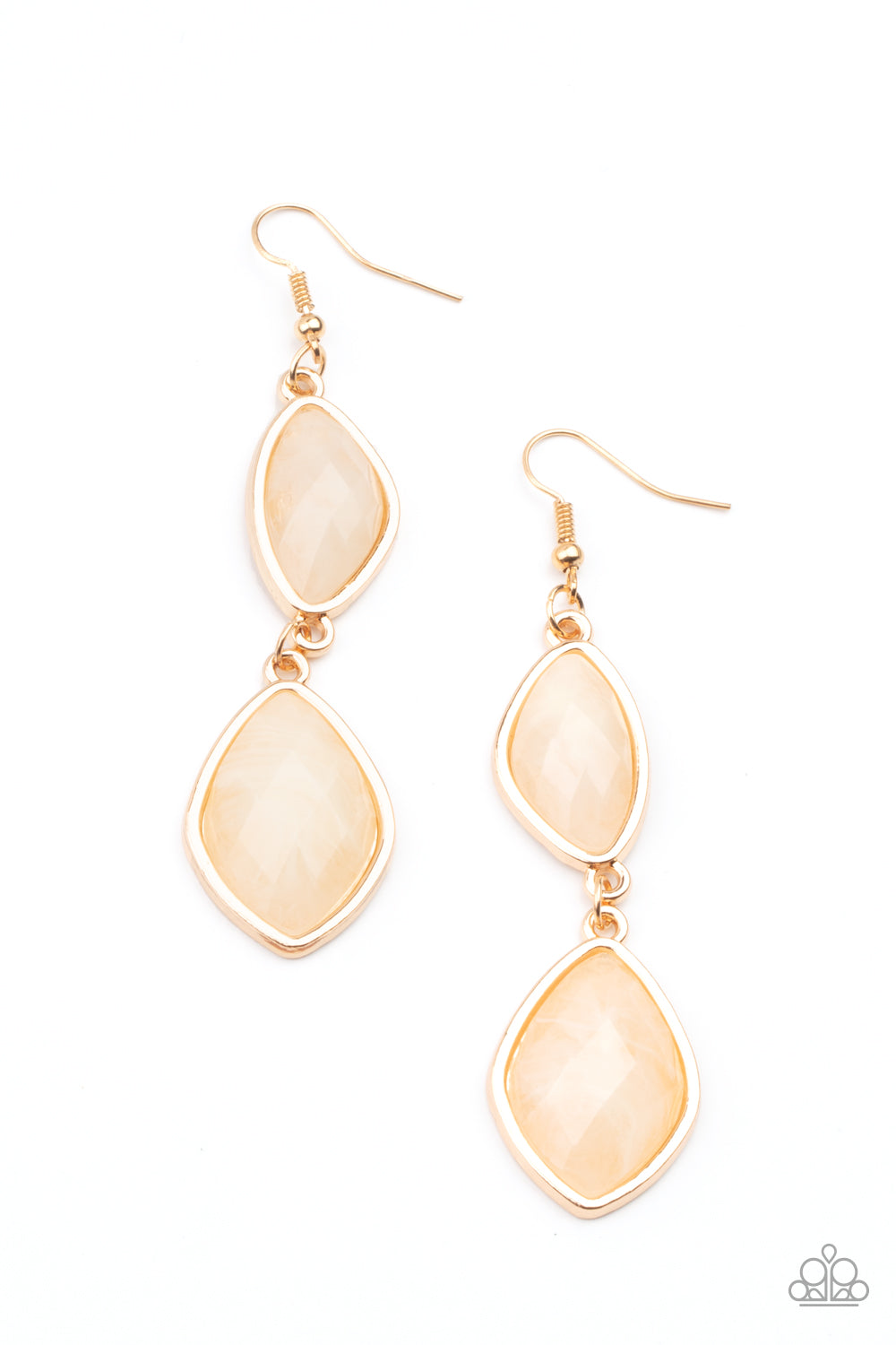 Paparazzi Accessories-The Oracle Has Spoken Gold Stone Earrings