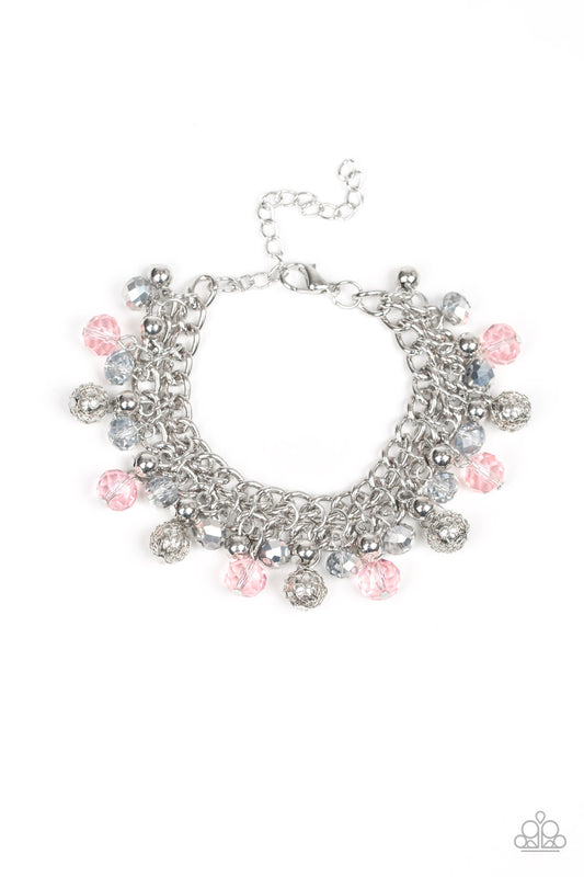 Paparazzi Accessories-The Party Planner Pink Glittery Bracelet