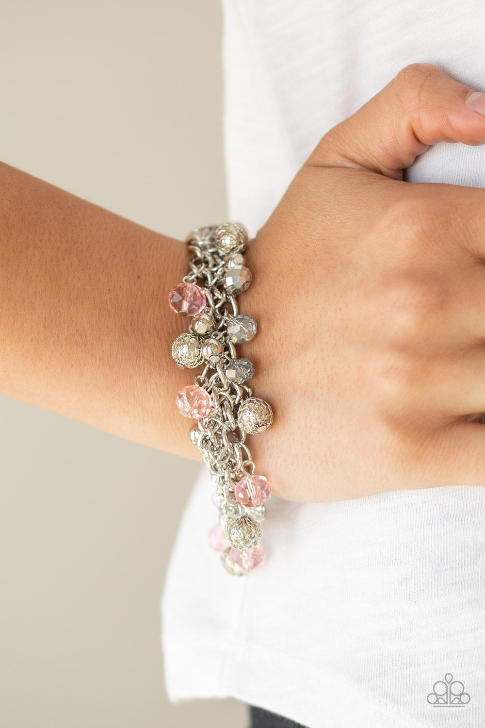 Paparazzi Accessories-The Party Planner Pink Glittery Bracelet