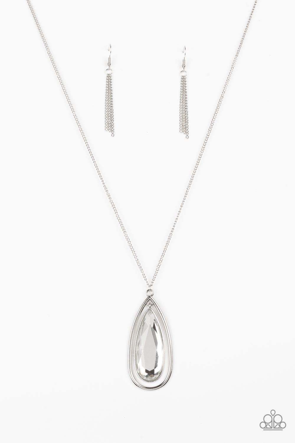 Paparazzi Accessories-The Royal Coronation White Teardrop Necklace Set