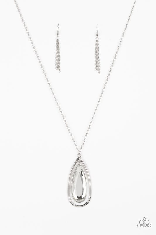 Paparazzi Accessories-The Royal Coronation White Teardrop Necklace Set