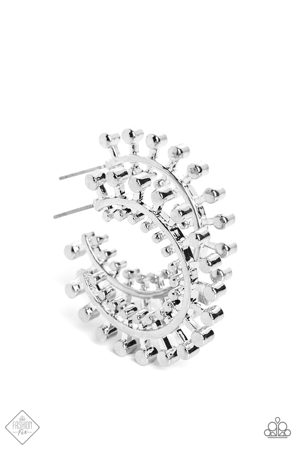 Paparazzi Accessories-The Way You Make Me WHEEL Silver FF Hoop Earrings