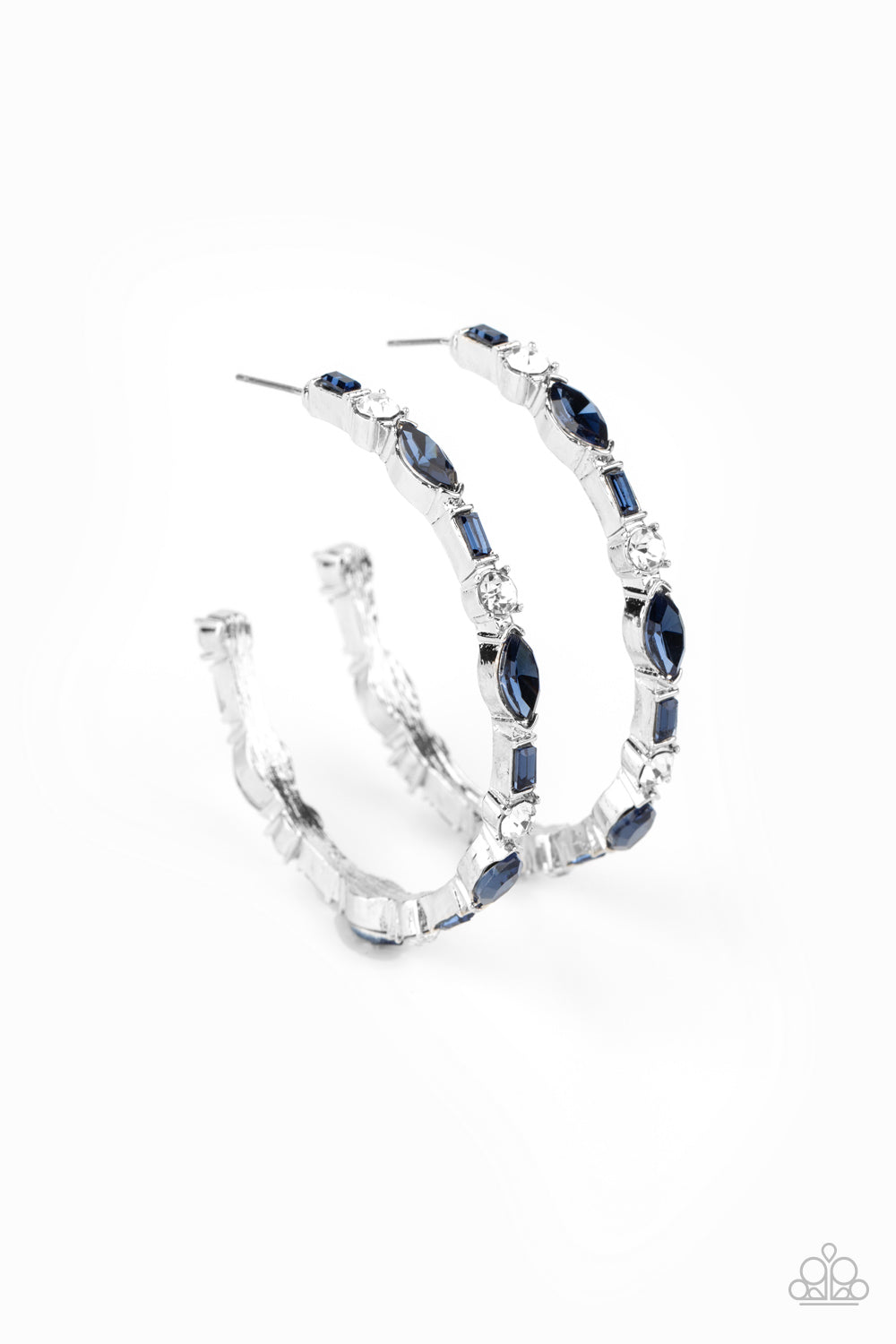 Paparazzi Accessories-There Goes The Neighborhood Blue Rhinestone Earrings