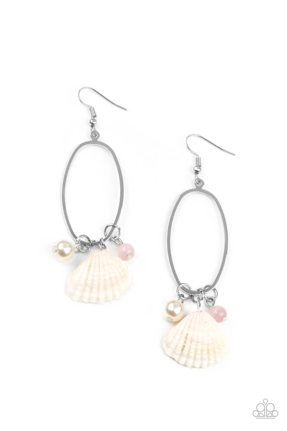 Paparazzi Accessories-This Too SHELL Pass Pink Cat's Eye Earrings