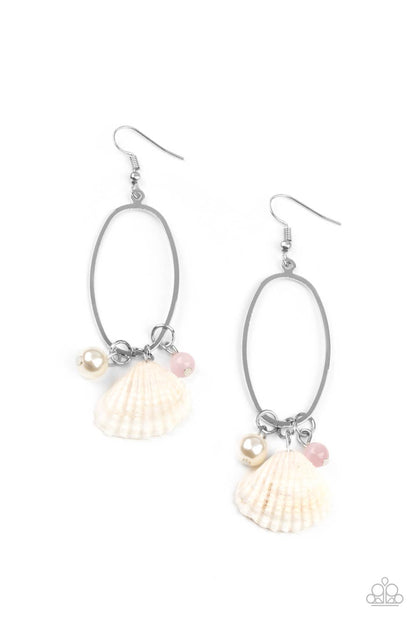 Paparazzi Accessories-This Too SHELL Pass Pink Cat's Eye Earrings