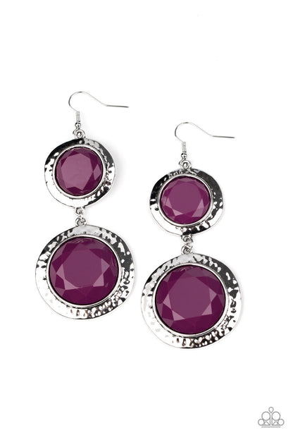 Paparazzi Accessories-Thrift Shop Stop Magenta Purple Earrings