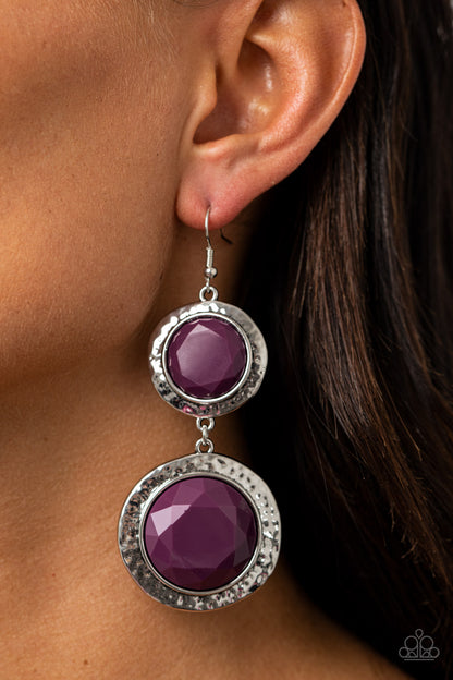 Paparazzi Accessories-Thrift Shop Stop Magenta Purple Earrings