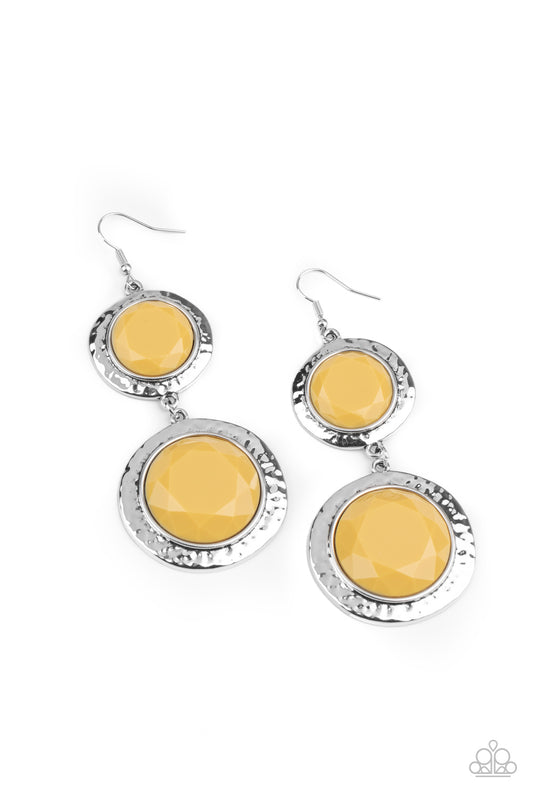 Paparazzi Accessories-Thrift Shop Stop Yellow Earrings