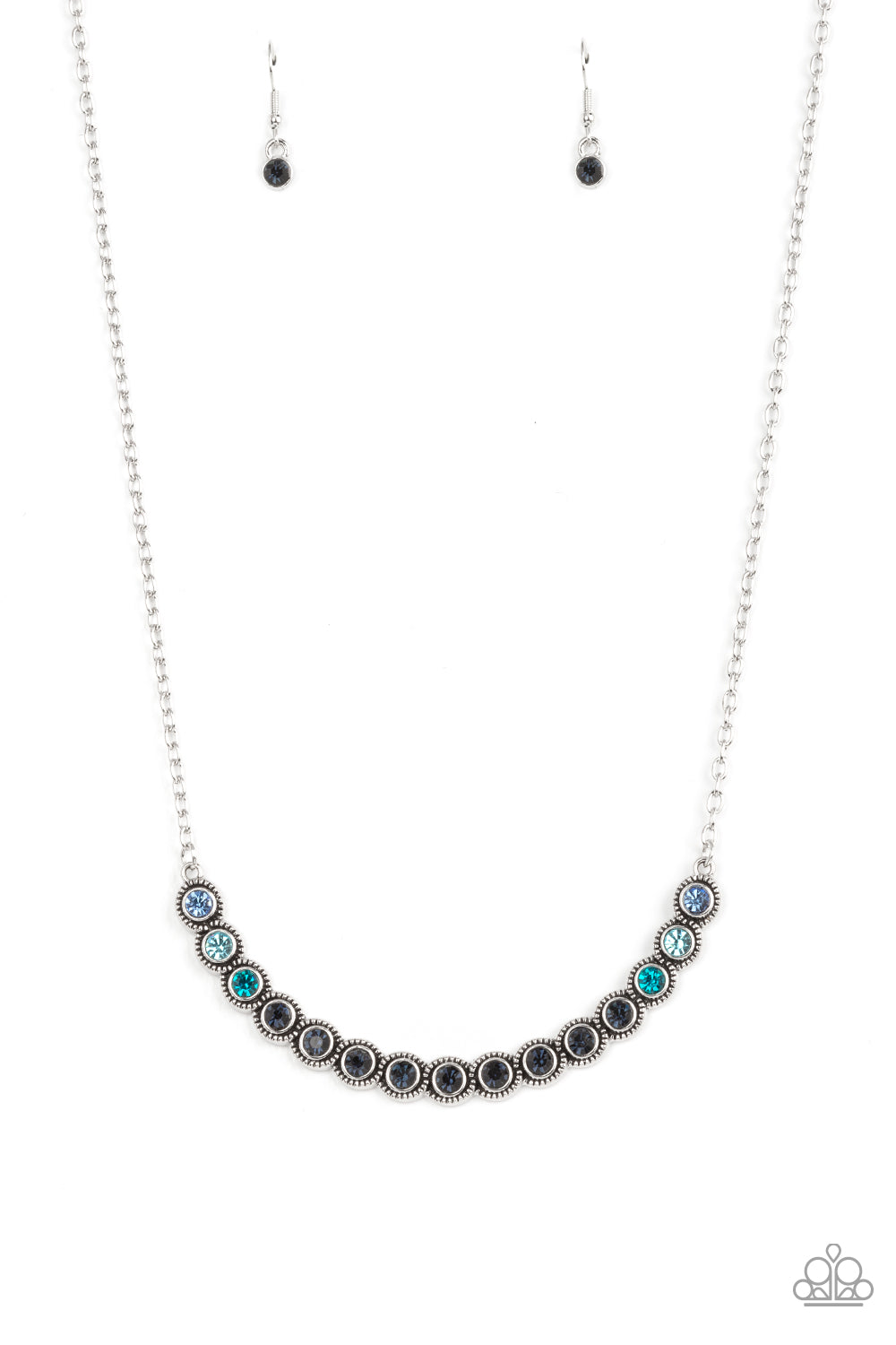 Paparazzi Accessories-Throwing SHADES Blue Rhinestone Necklace Set