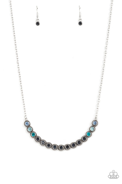 Paparazzi Accessories-Throwing SHADES Blue Rhinestone Necklace Set