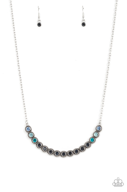 Paparazzi Accessories-Throwing SHADES Blue Rhinestone Necklace Set