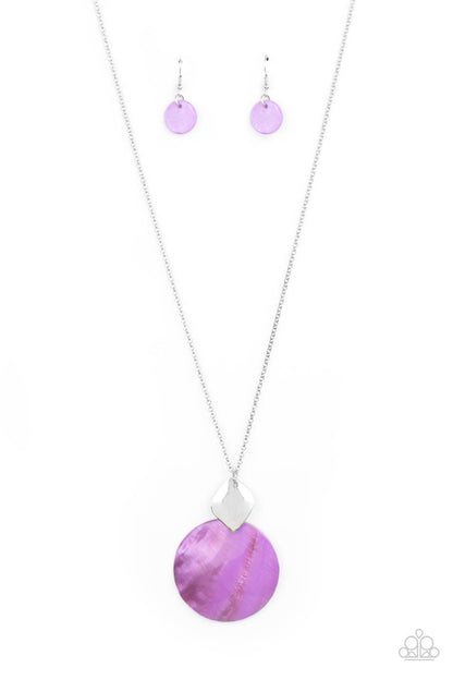 Paparazzi Accessories-Tidal Tease Purple Iridescent Shell Necklace Set