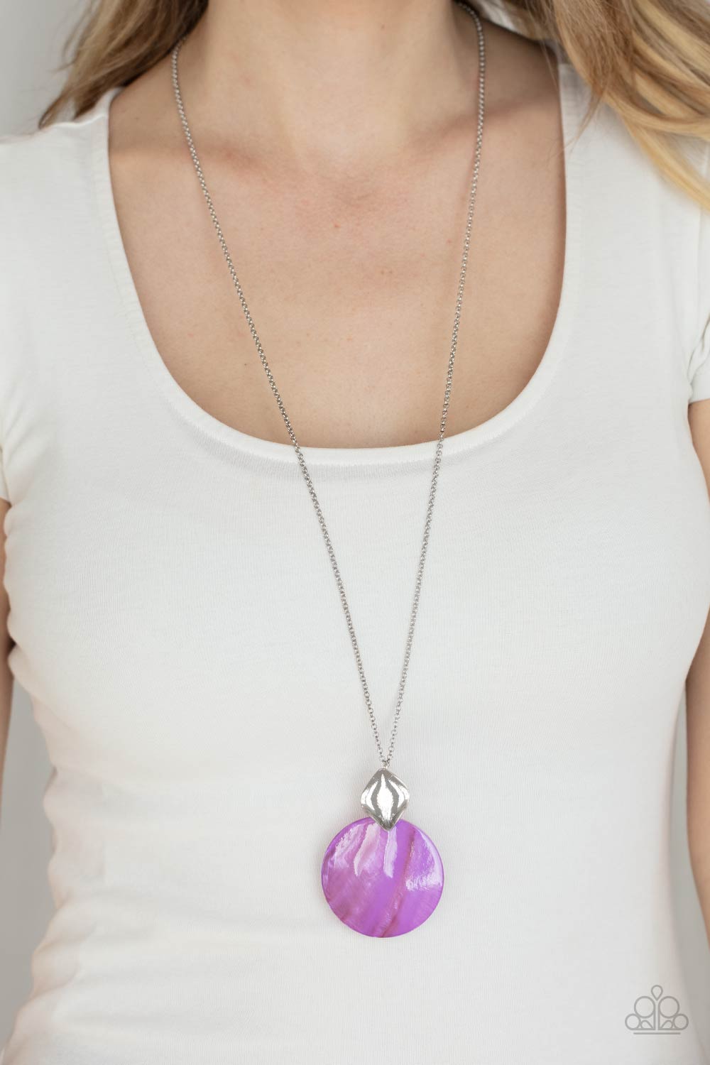 Paparazzi Accessories-Tidal Tease Purple Iridescent Shell Necklace Set