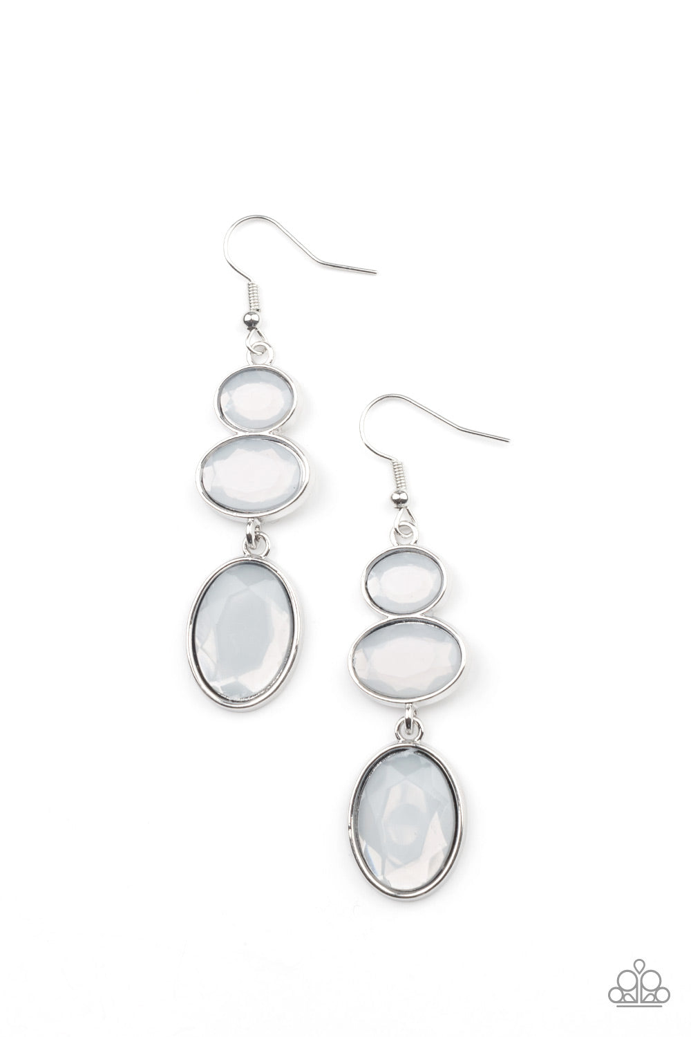 Paparazzi Accessories-Tiers of Tranquility White Icy Gem Earrings