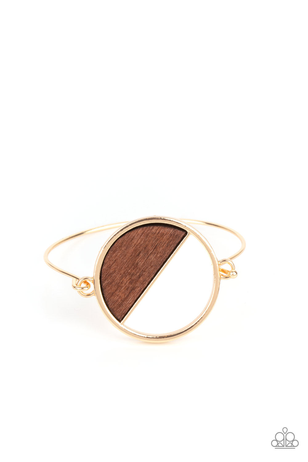 Paparazzi Accessories-Timber Trade Gold Crescent Wooden Bracelet
