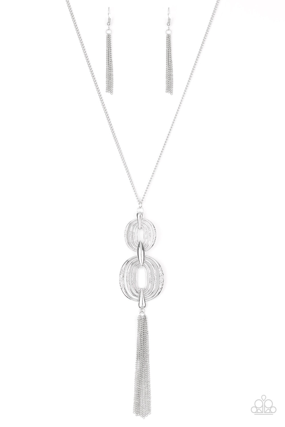 Paparazzi Accessories-Timelessly Tasseled Silver Necklace