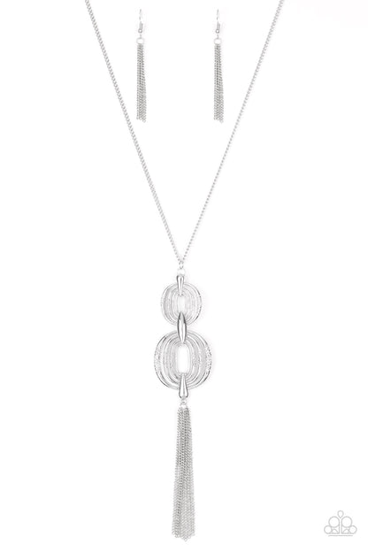 Paparazzi Accessories-Timelessly Tasseled Silver Necklace