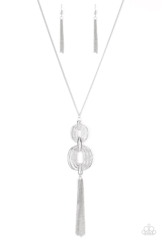 Paparazzi Accessories-Timelessly Tasseled Silver Necklace