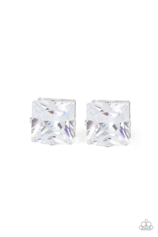 Paparazzi Accessories-Times Square Timeless Oversized Rhinestone Earrings