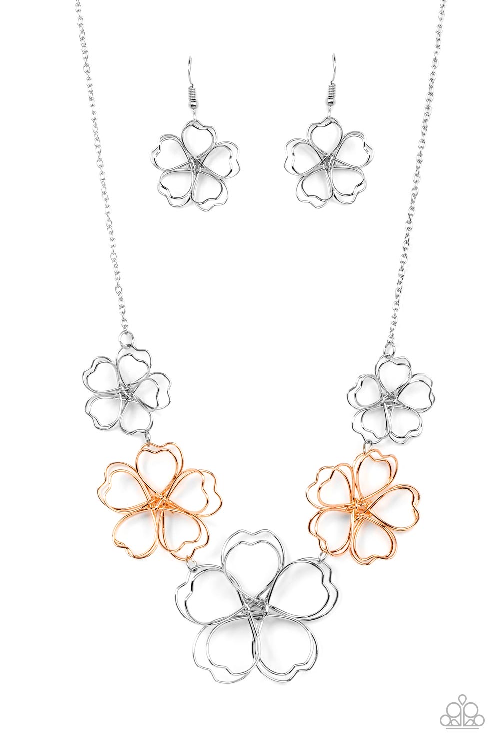 Paparazzi Accessories-Time to GROW Silver/Rose Gold Blossom Necklace Set