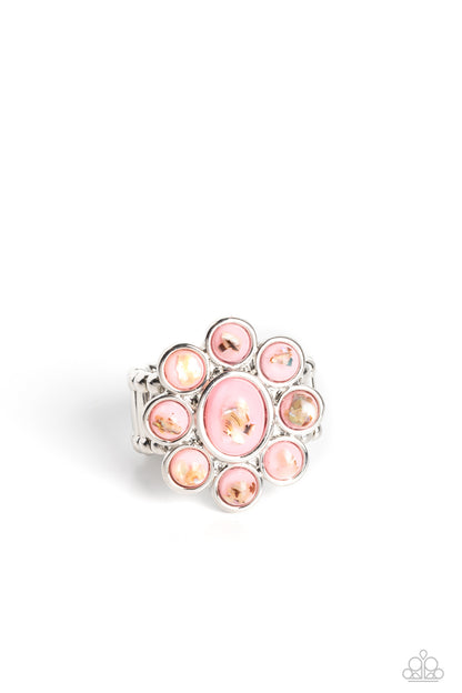Paparazzi Accessories-Time to SHELL-ebrate Pink Floral Shell Ring