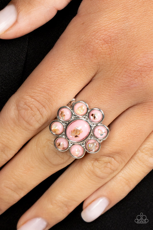 Paparazzi Accessories-Time to SHELL-ebrate Pink Floral Shell Ring