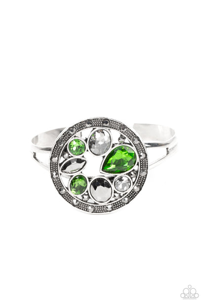 Paparazzi Accessories-Time To Twinkle Green/Hematite Rhinestone Bracelet