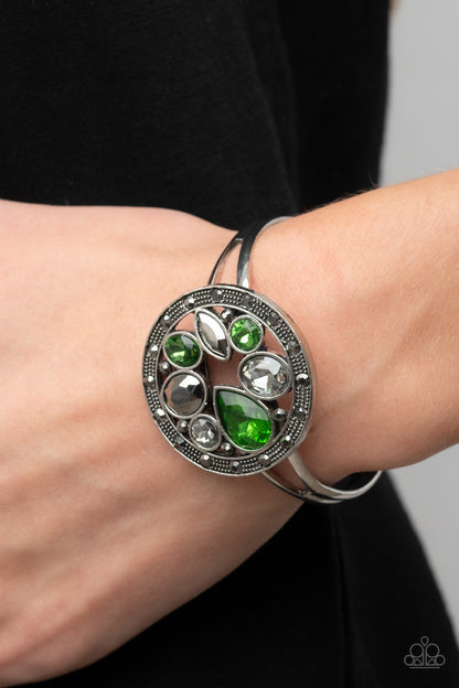 Paparazzi Accessories-Time To Twinkle Green/Hematite Rhinestone Bracelet