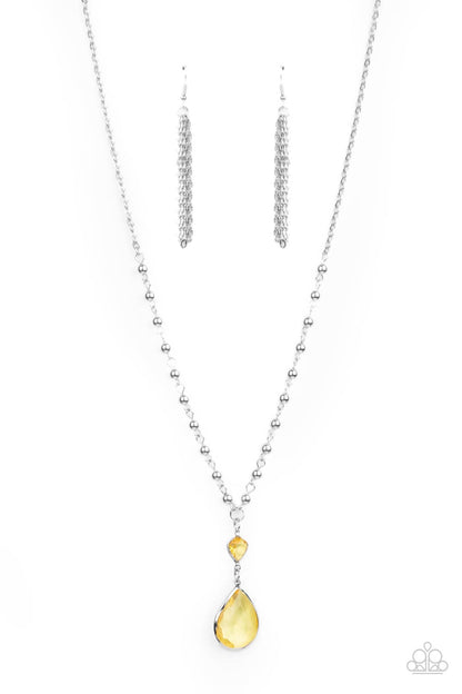 Paparazzi Accessories-Titanic Splendor Yellow Primrose Teardrop Necklace Set