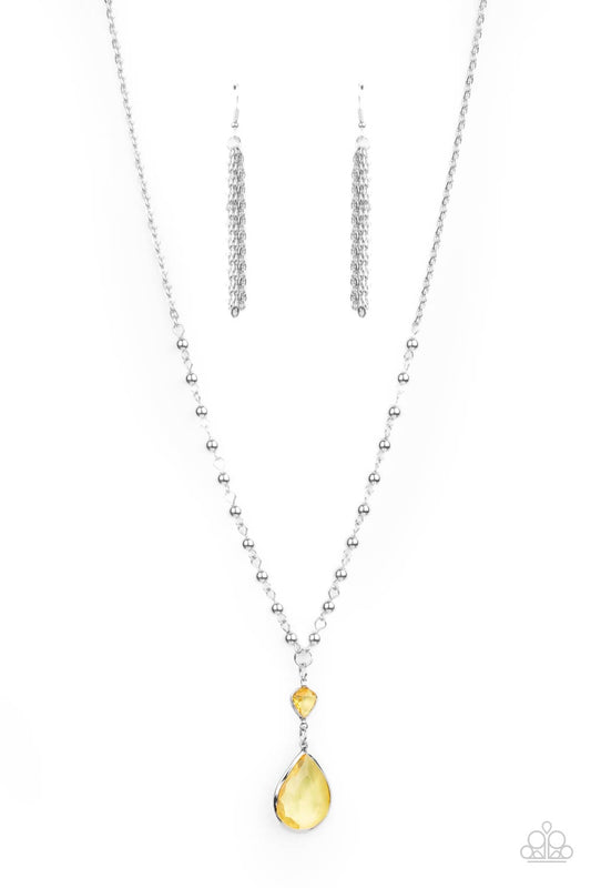 Paparazzi Accessories-Titanic Splendor Yellow Primrose Teardrop Necklace Set